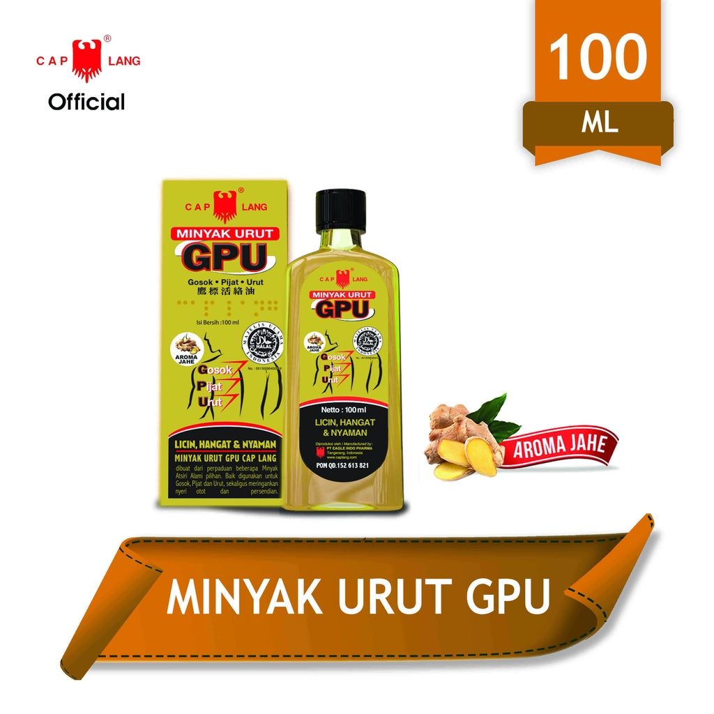 Cap Lang - Minyak GPU SEREH | PALA | JAHE 1 Bottle x 30mL | 60mL | 100mL- LINIMENT OIL (SG)