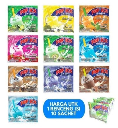 POP ICE Blended Milk Shake Powder 1 Renteng / 10pcs Best Varian Flavour (SG)