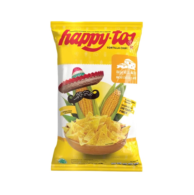 Happytos Snack Tortilla Chips 140g - Happy Tos Grilled Corn Hot Chili/ Nacho Cheese/ 140g (SG)