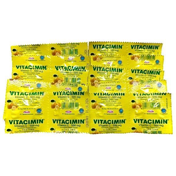 VITACIMIN VITAMIN C-500MG TABLET HISAP RASA FRESH LEMON STRIP ISI 2 PCS (SG)