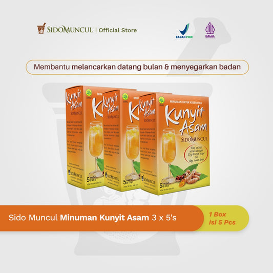 SIDOMUNCUL Minuman Kunyit Asam - BUNDLE of 3 boxes x 5 sachet x 25 g per box - Membantu Melancarkan Haid  (SG)
