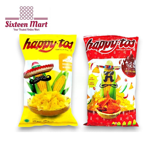 Happytos Snack Tortilla Chips 140g - Happy Tos Grilled Corn Hot Chili/ Nacho Cheese/ 140g (SG)