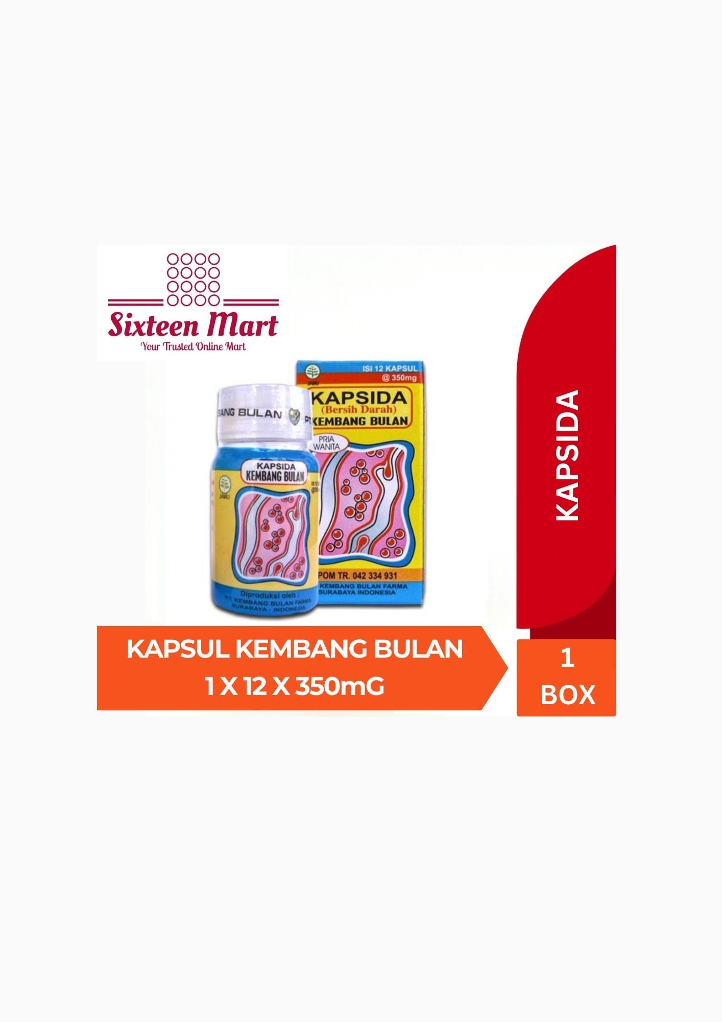 KAPSIDA, Kembang Bulan Bersih Darah, 1 x 12 Kapsul 350MG (SG)