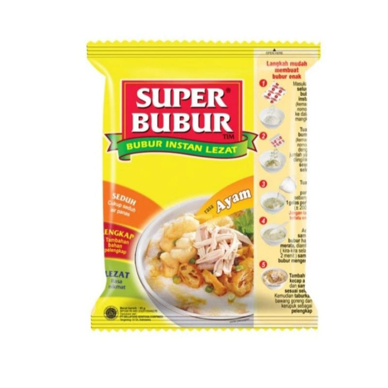 SUPER BUBUR / Instan Porridge So Yummy, Bundle of 3 Sachets 50GR OR 1 Cup of 89GR