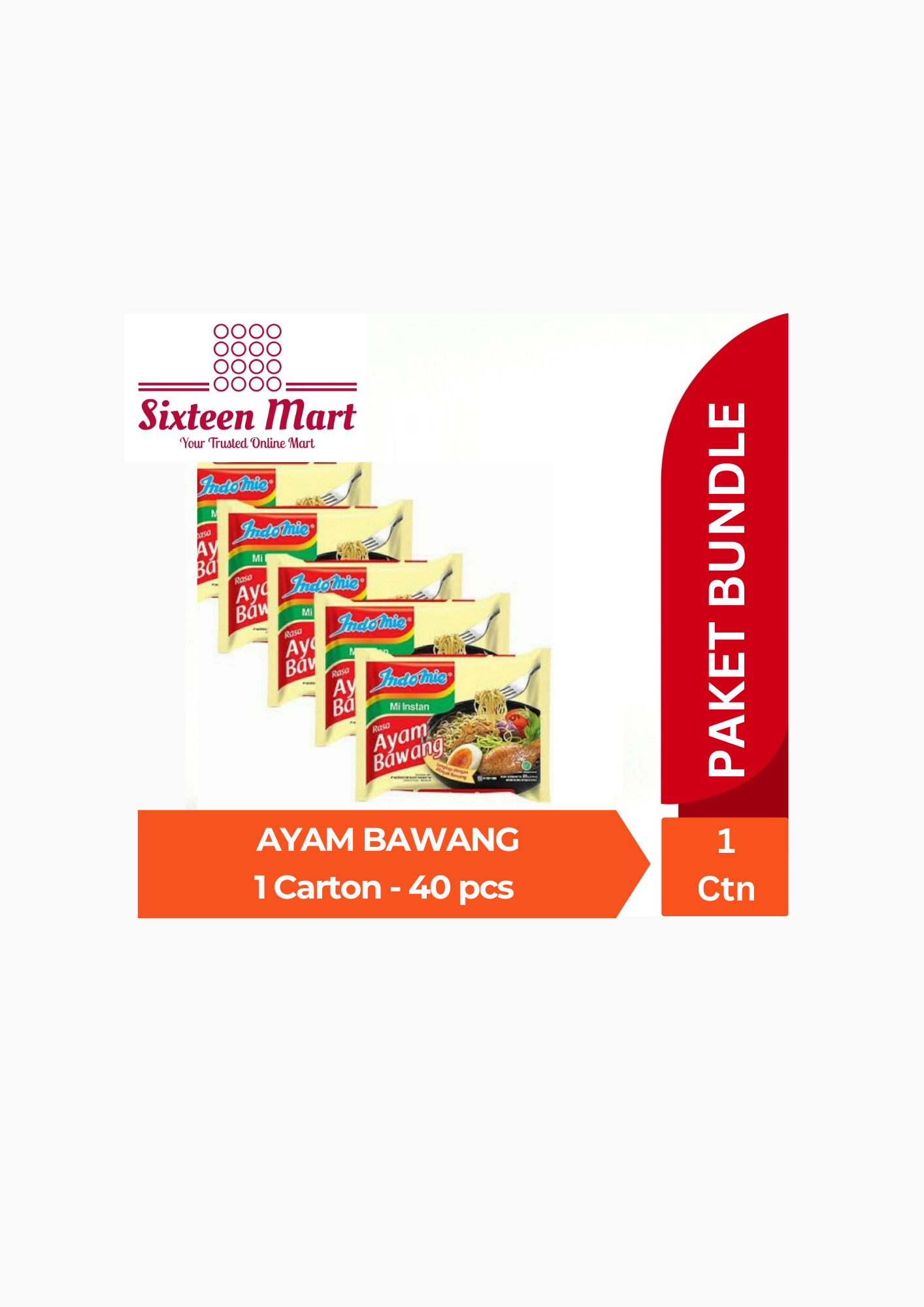 CTN Indomie Instant Noodle - Bundle of 40 packets - 1 Carton - 40 x 80gr (SG)