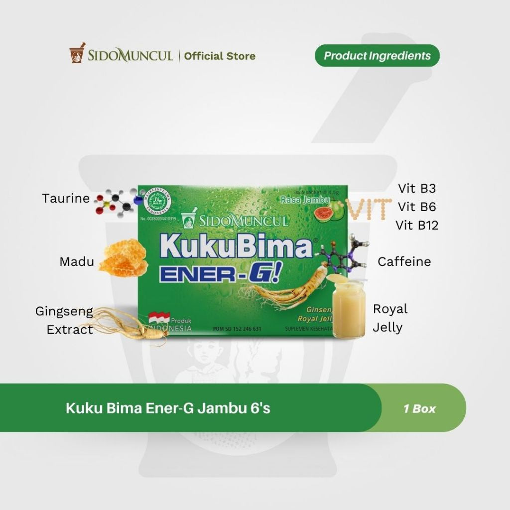 SIDOMUNCUL, Kuku Bima Ener-G , 6 sachet x 4 g per box - Minuman Berenergi Penambah Stamina (SG)