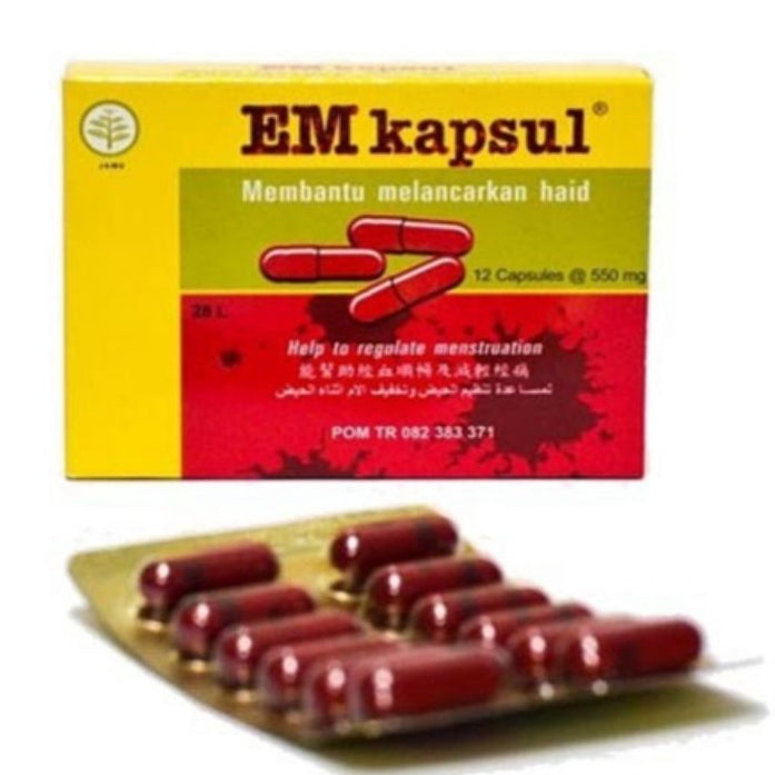 EM Kapsul Menstruation Medicine (Pelancar Haid) 1 box 12 capsule (SG)