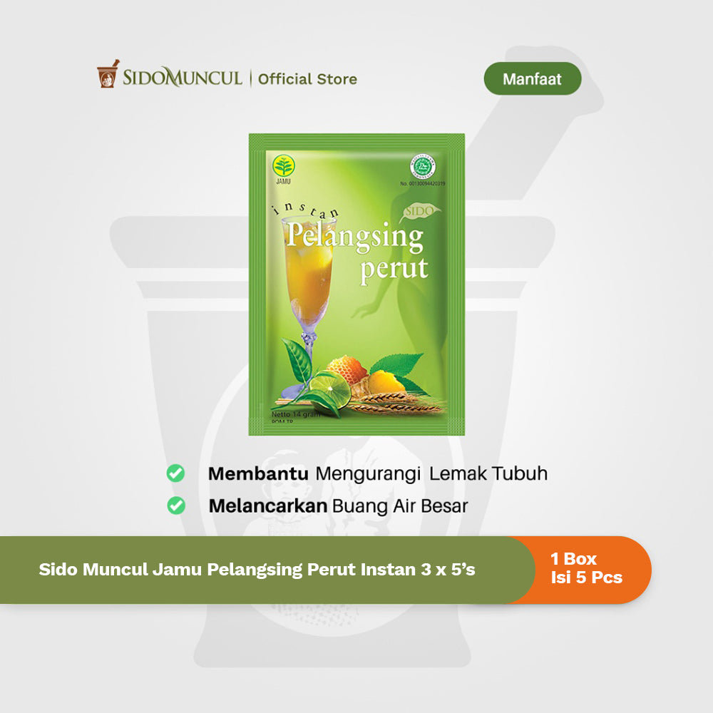 SIDOMUNCUL, BUNDLE Jamu Instan Pelangsing Perut, 3 pack x 5 sachet x 14 g per box - Membantu : Mengurangi Lemak Tubuh, Melancarkan Buang Air Besar(SG)