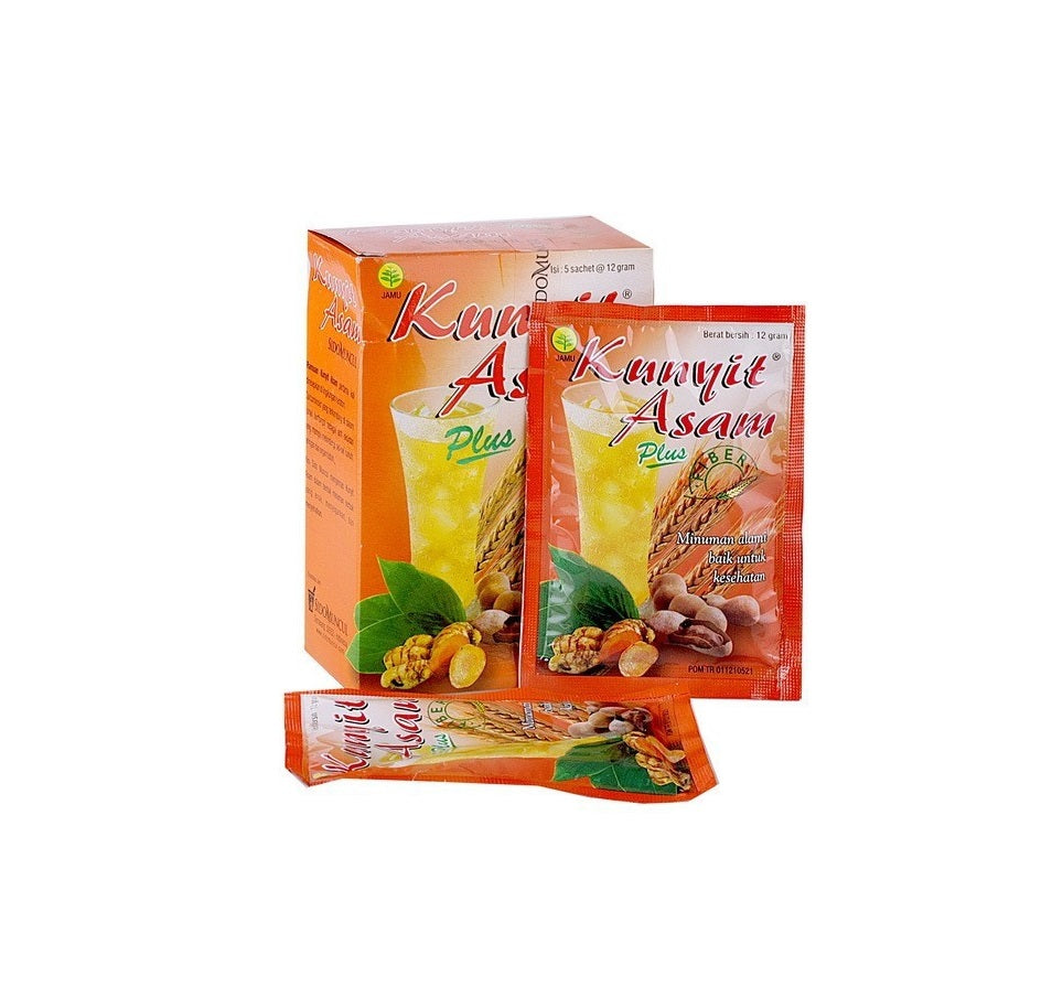 SIDOMUNCUL Minuman Kunyit Asam PLUS FIBER - BUNDLE of 3 boxes x 5 sachet x 12 gr per box - Membantu Melancarkan Haid dan Melancarkan BAB