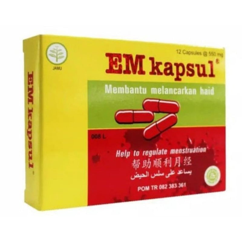 EM Kapsul Menstruation Medicine (Pelancar Haid) 1 box 12 capsule (SG)