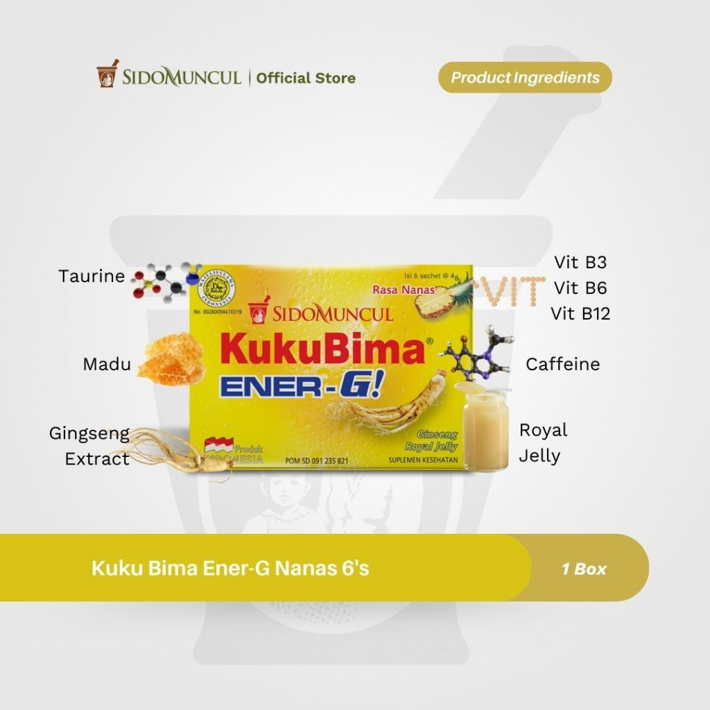SIDOMUNCUL, Kuku Bima Ener-G , 6 sachet x 4 g per box - Minuman Berenergi Penambah Stamina (SG)