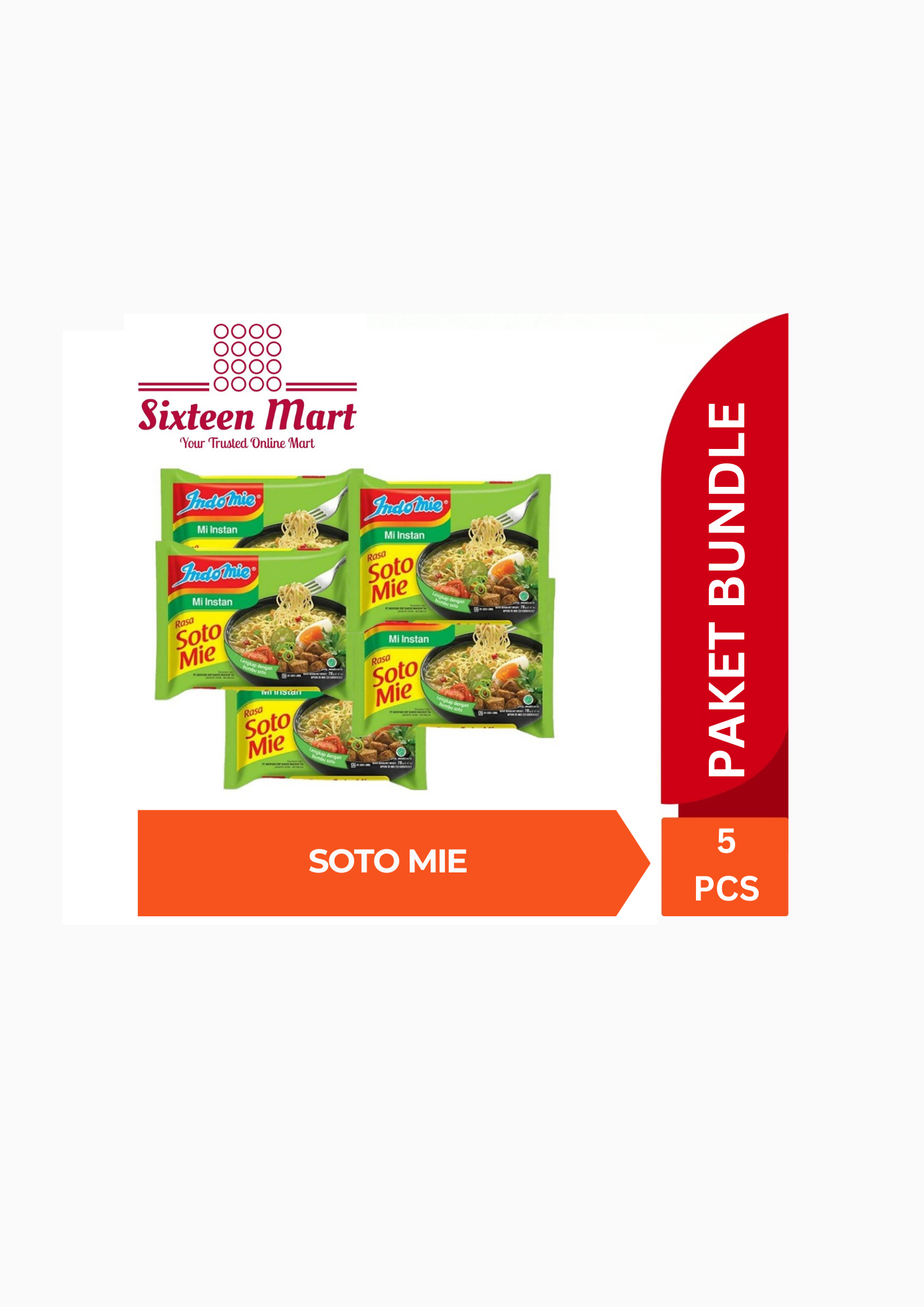 Indomie Instant Noodle - Bundle of 5 packets - 5 x 80gr (SG)