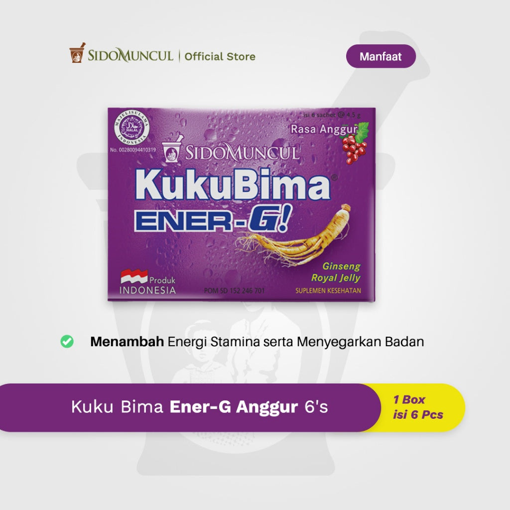 SIDOMUNCUL, Kuku Bima Ener-G , 6 sachet x 4 g per box - Minuman Berenergi Penambah Stamina (SG)