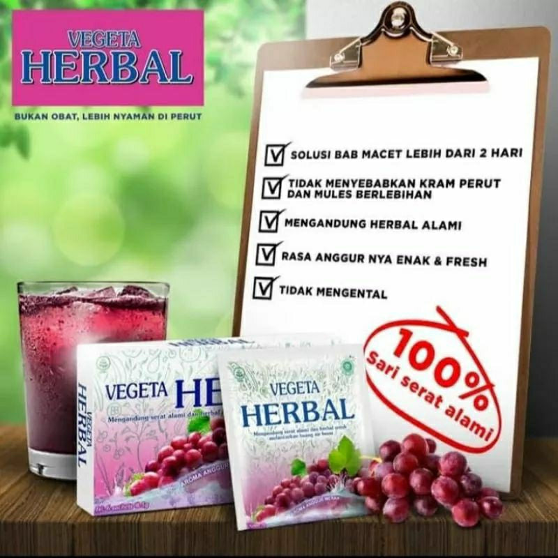 Vegeta 1 box with 6 sachets x 7.1 gram - Penambah serat makanan - Konstipasi  - Susah BAB (SG)