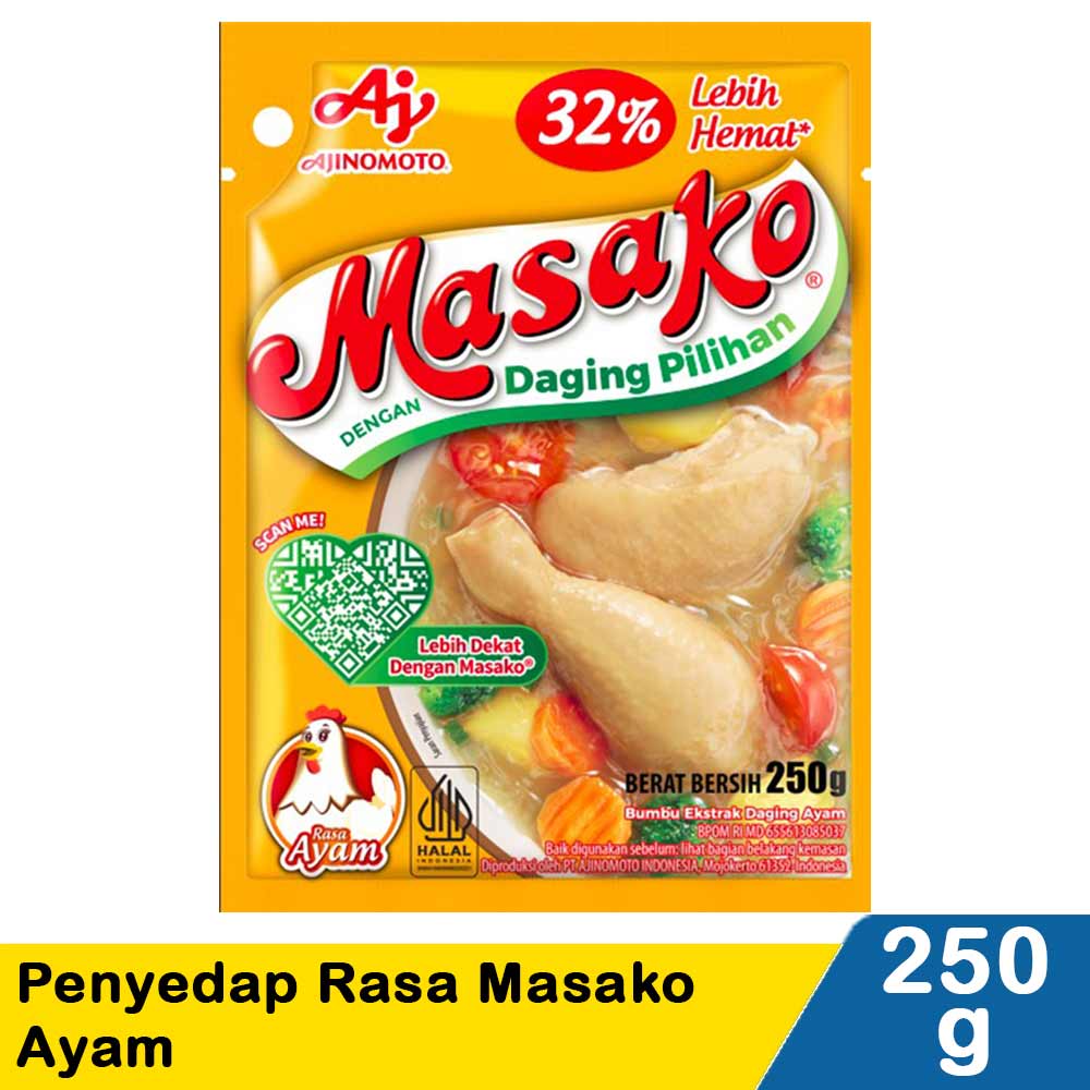 Masako® Bumbu Kaldu Ayam/Sapi Penyedap Rasa Sachet 1 x 250gr (SG)