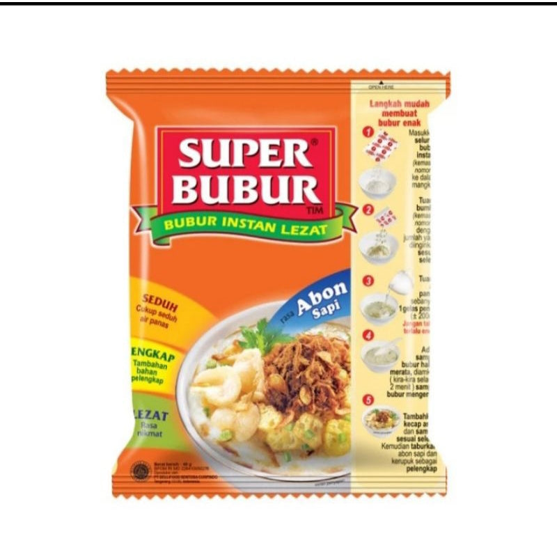 SUPER BUBUR / Instan Porridge So Yummy, Bundle of 3 Sachets 50GR OR 1 Cup of 89GR