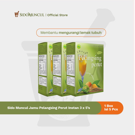 SIDOMUNCUL, BUNDLE Jamu Instan Pelangsing Perut, 3 pack x 5 sachet x 14 g per box - Membantu : Mengurangi Lemak Tubuh, Melancarkan Buang Air Besar(SG)