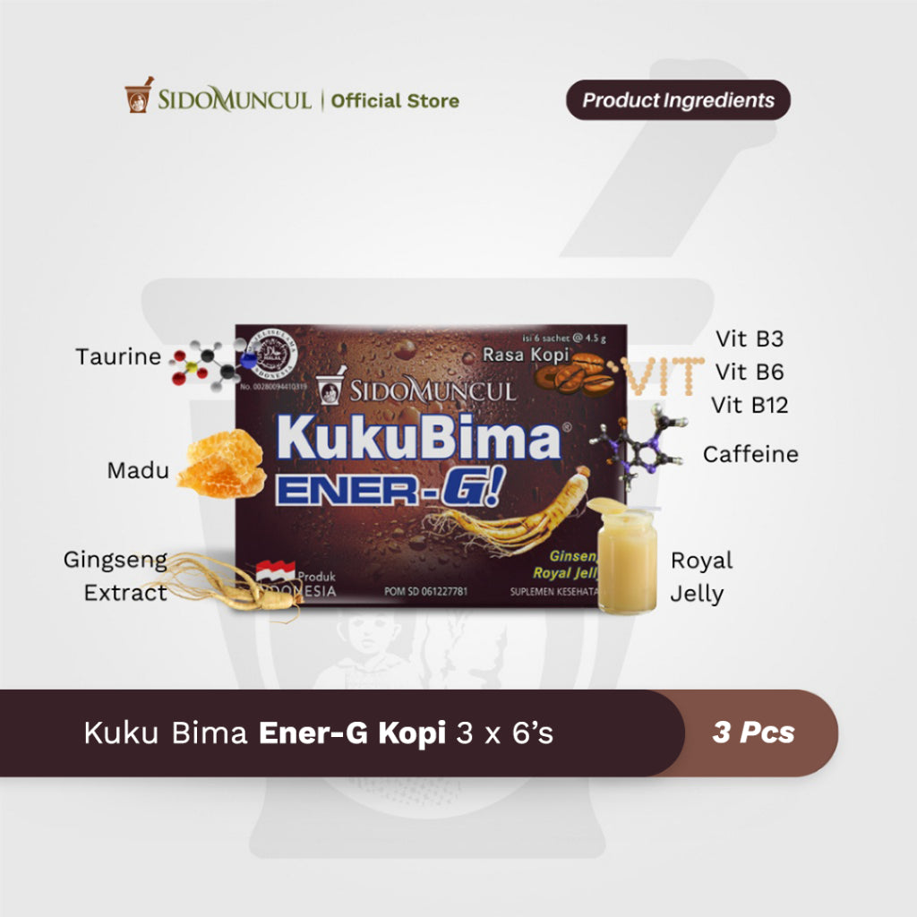 SIDOMUNCUL, Kuku Bima Ener-G , 6 sachet x 4 g per box - Minuman Berenergi Penambah Stamina (SG)