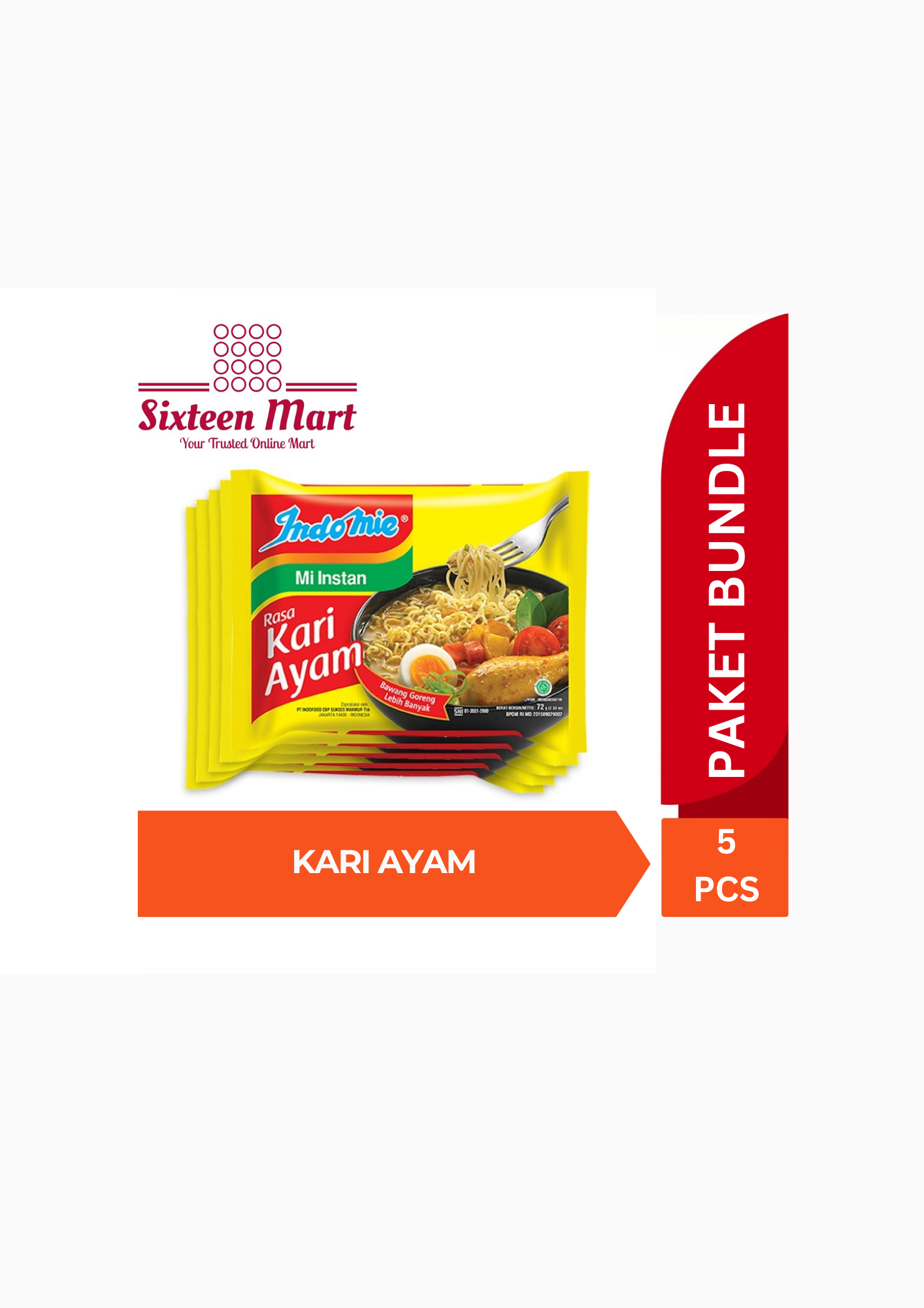 Indomie Instant Noodle - Bundle of 5 packets - 5 x 80gr (SG)