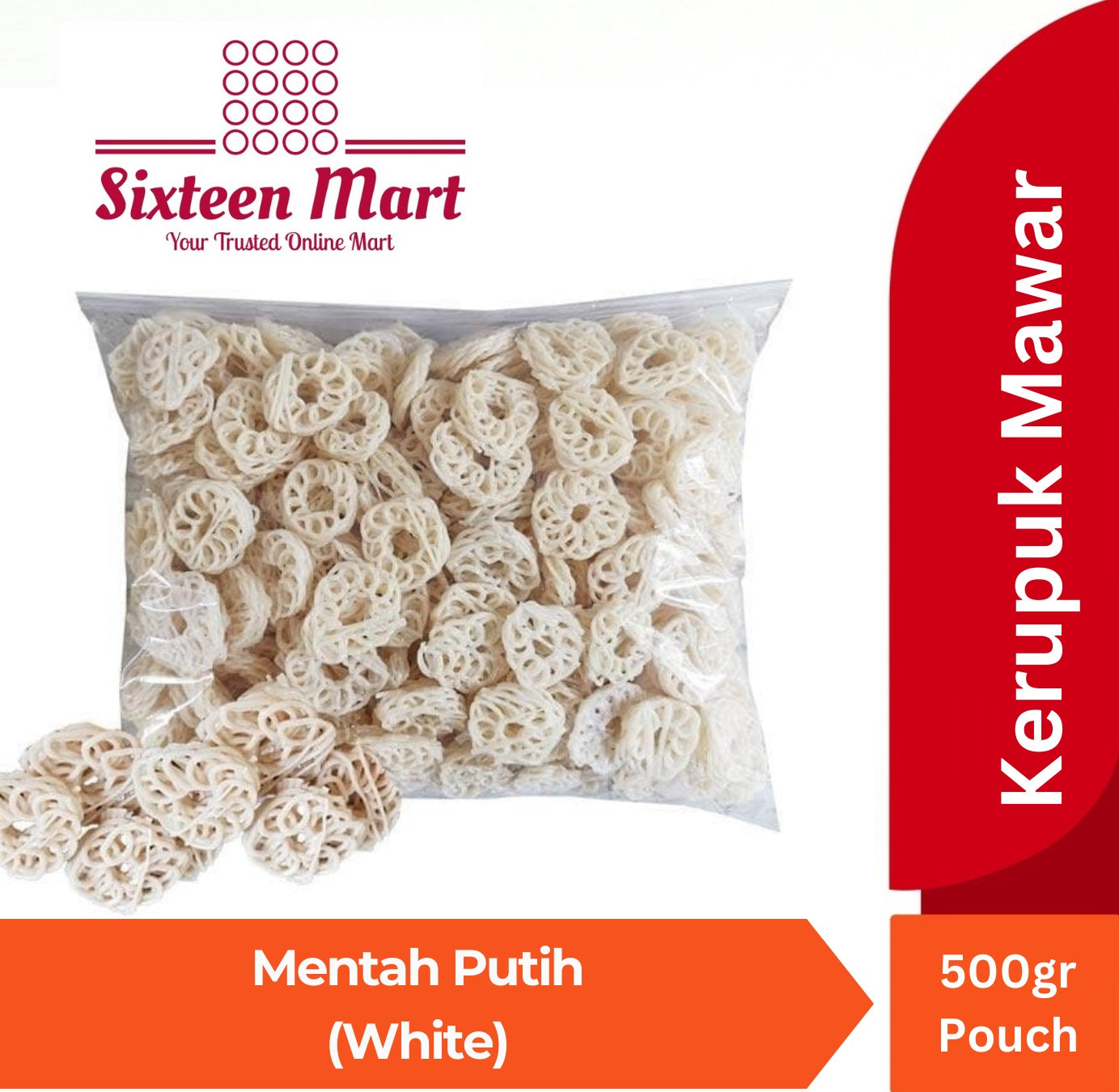 KERUPUK MAWAR/KAMPUNG PUTIH SMALL SIZE RAW/MENTAH 1 x 500gr (SG)