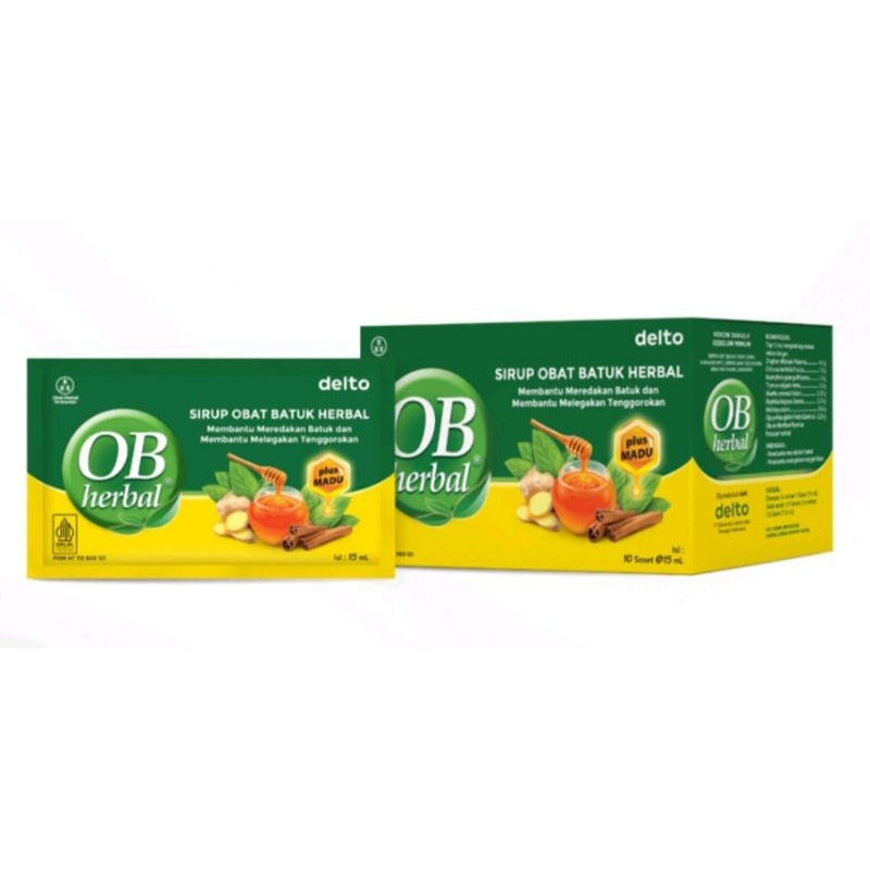 OB Herbal Delto Box 10 sachet X 15ML and OB Herbal JUNIOR batuk 60ML (SG)