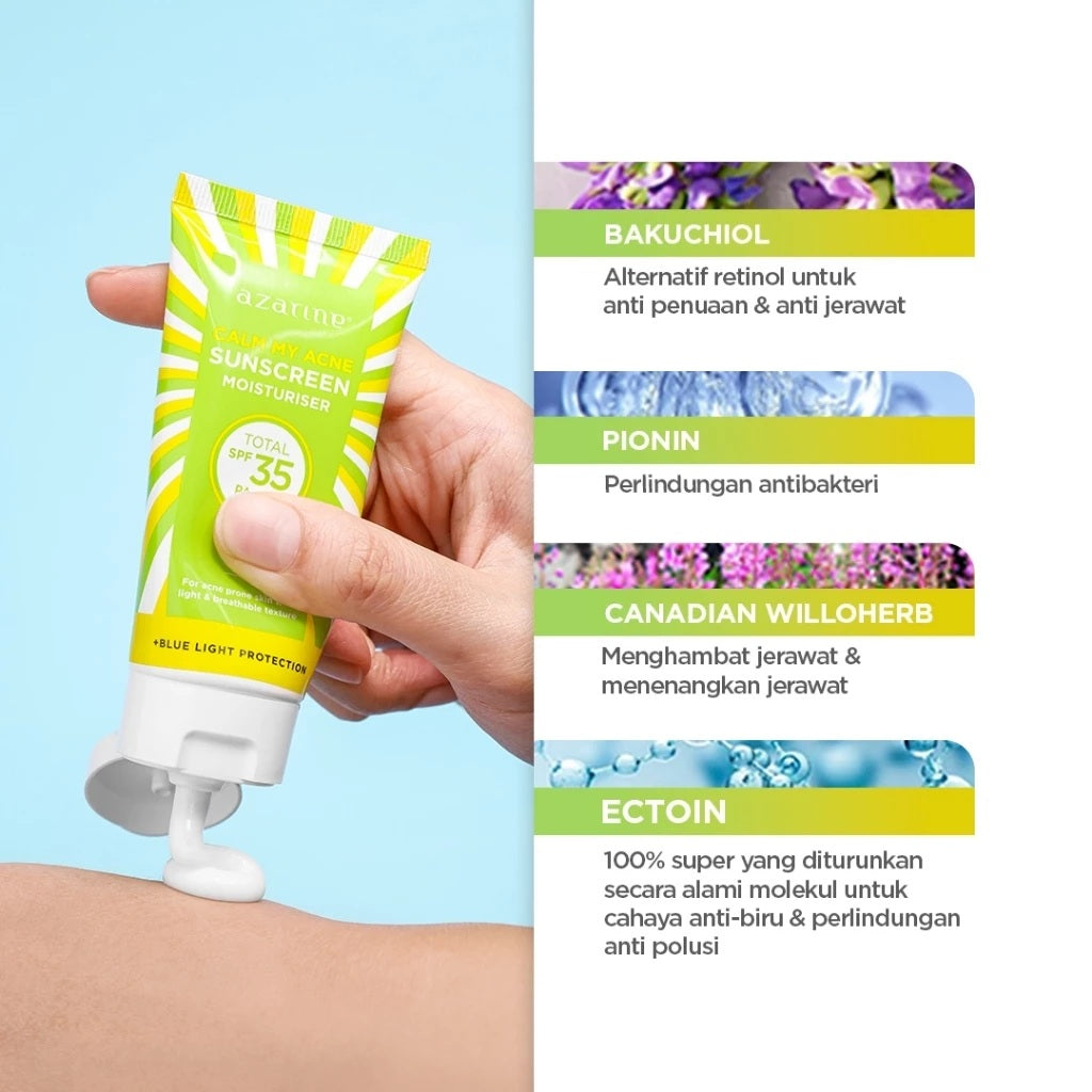 AZARINE - Calm My Acne Sunscreen Moisturiser SPF35 PA+++ 40ml (SG)