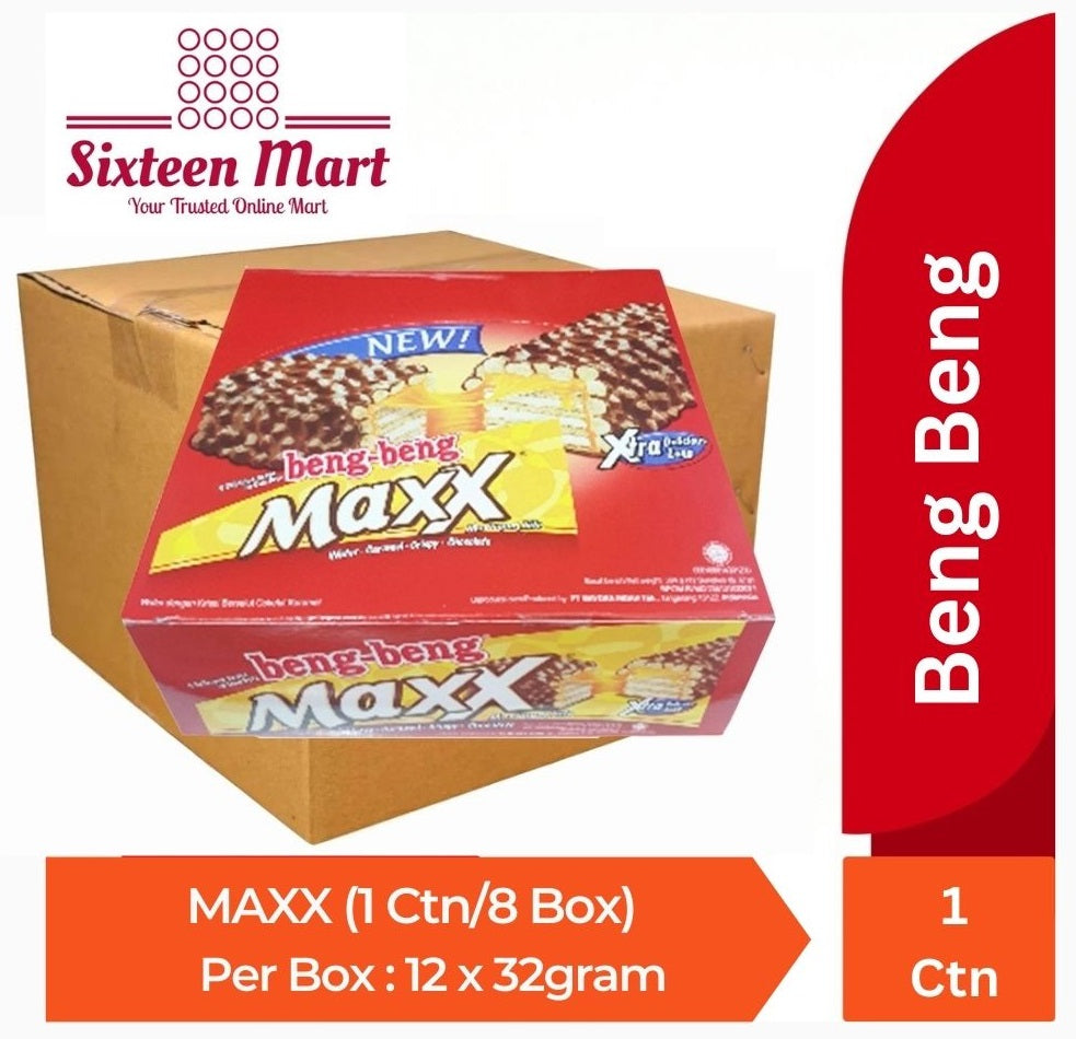 Beng Beng Wafer Extra Chocolate & Caramel 1 Carton with 8 box | Beng Beng Maxx | bengbeng max | Kalpa (SG)