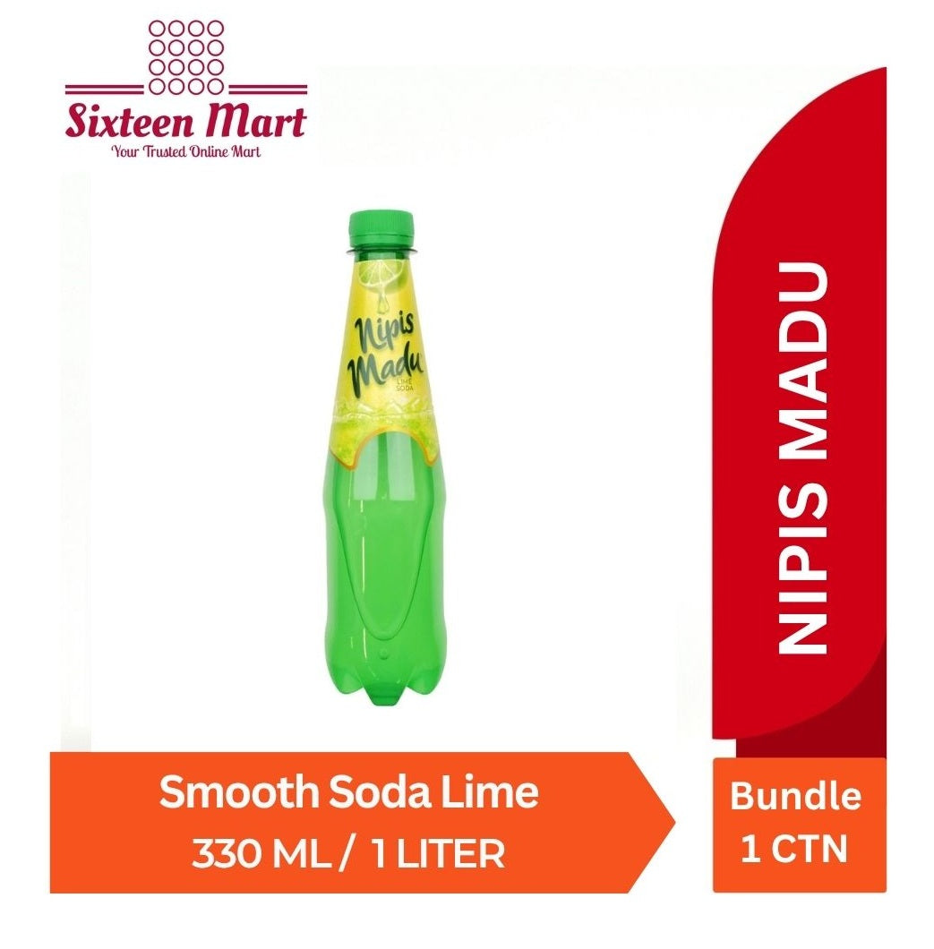 Bundle 1 CTN Contain 12 PCS NIPIS MADU Smooth Lime Honey Soda 330ML OR 1 LITER (SG)