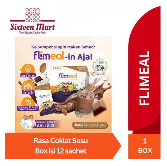 FLIMEAL (Meal Replacement) Rasa Choco Milk/Strawberry 1 Box contain 12 sachet (SG)