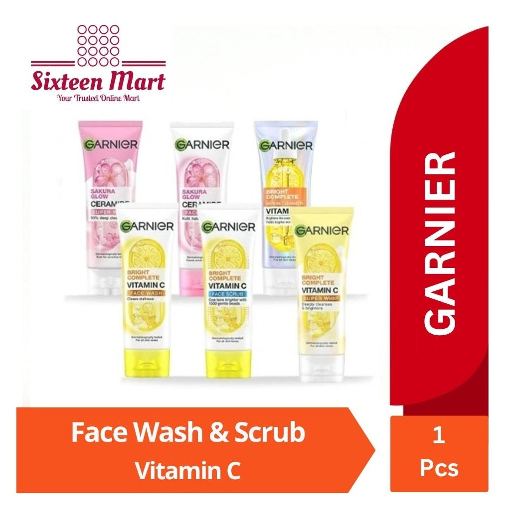 GARNIER Bright Complete Series Foam Face Scrub - Vitamin C All Best Varian (SG)
