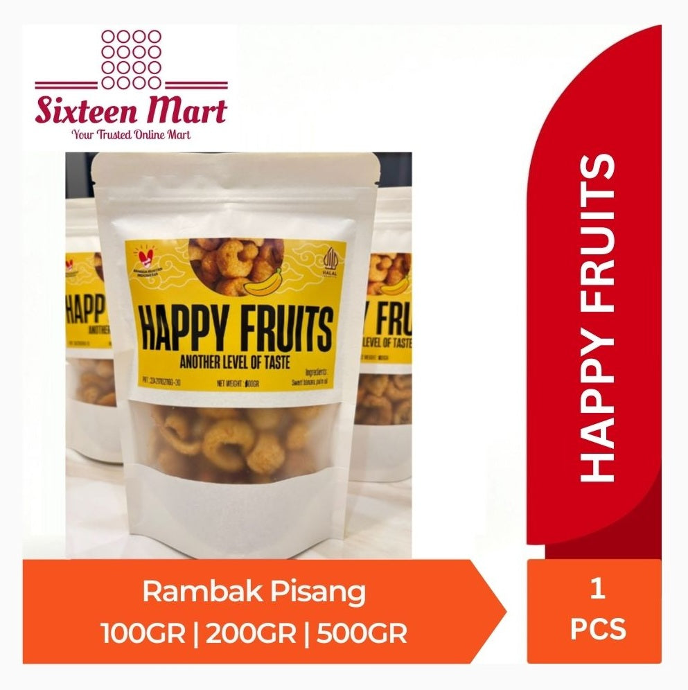 HAPPY FRUITS Rambak Pisang Banana Crunch Keripik Pisang Asli Manis Alami Delicious (SG)