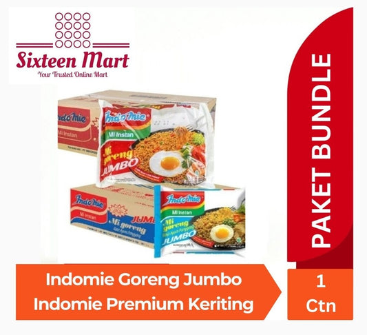 Bundle CTN Indomie GORENG JUMBO 24 pcs per CTN and Indomie PREMIUM KERITING 20 pcs per CTN (SG)