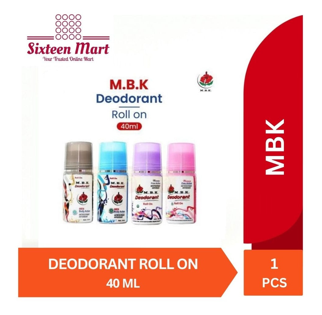MBK Deodorant Roll On 40ML - Aroma Tahan Lama, Mengurangi Bau Badan, Cocok untuk Pria dan Wanita (SG)