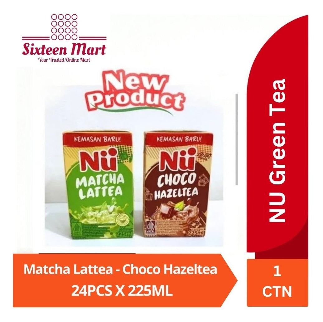 Nu Green Tea Minuman Matcha Lattea / Choco Hazeltea 225 ML Bundle CTN 24 PCS (SG)