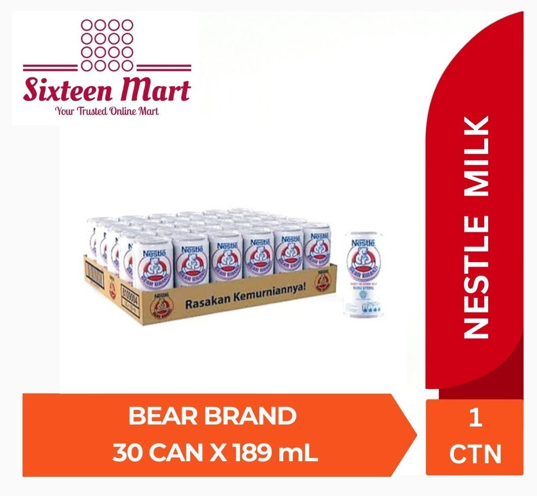 NESTLE BEAR BRAND CTN 30 CAN X 189ML - Ready To Drink Milk - Susu Steril (SG)