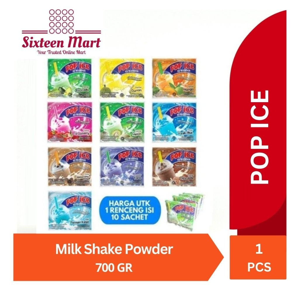 POP ICE Blended Milk Shake Powder 1 Renteng / 10pcs Best Varian Flavour (SG)