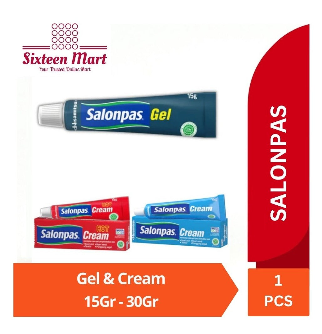 Salonpas Gel dan Cream Pereda Nyeri Otot - Meredakan Nyeri Otot, Punggung, dan Sendi dengan Efek Hangat dan Sejuk (SG)