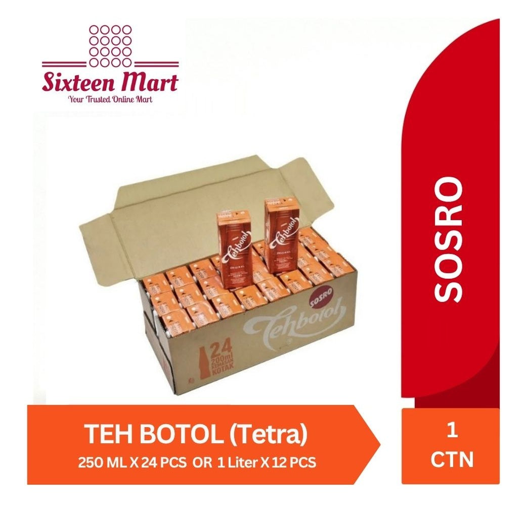 Bundle 1 CTN SOSRO Teh Botol (TETRAPACK) 250ML OR 1 LITER (SG)