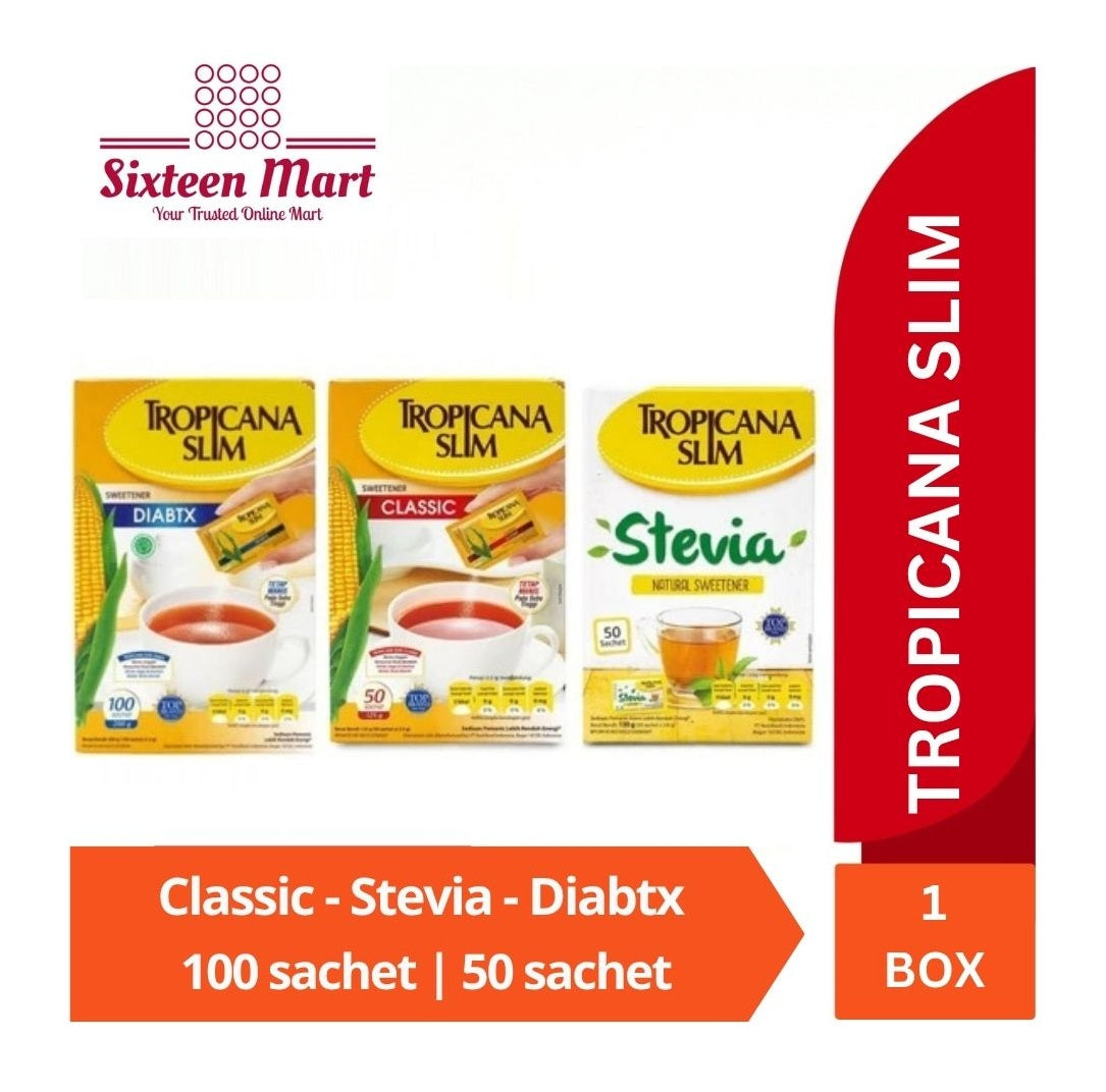TROPICANA SLIM Sweetener Classic Diabtx Stevia Gula Pemanis 50 sachet | 100 sachet (SG)