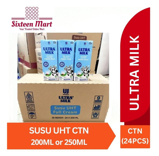Susu UHT ULTRA MILK 200ML/250ML BUNDLE per DUS/CTN contain 24pcs (SG)