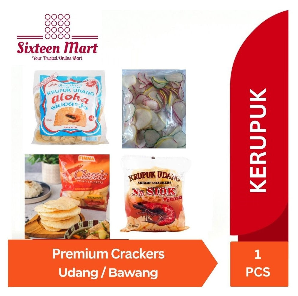 Kerupuk Krupuk Keropok Udang Bawang Aloha | Finna | Siok Premium Crackers Quality (SG)