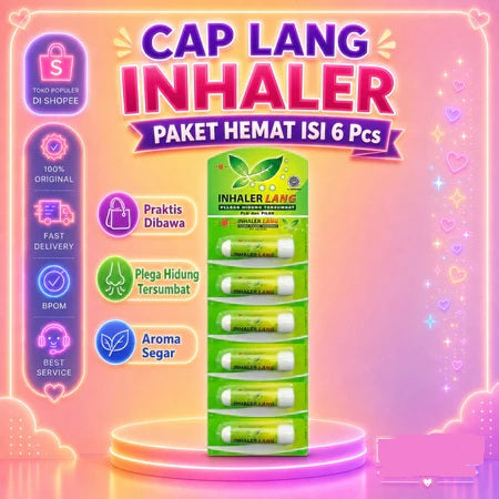 Cap LANG Inhaler Original Hijau dan Aroma Lavender BUNDLE per Pack Renteng isi 6 pcs (SG)