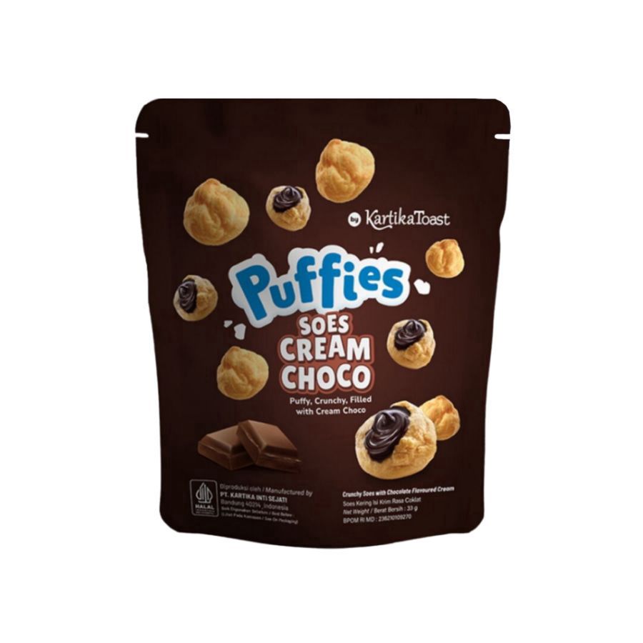 Kartika Toast Puffies Soes Cream Cheese OR Choco OR Strawberry Crispy Puff Chocolate (SG)