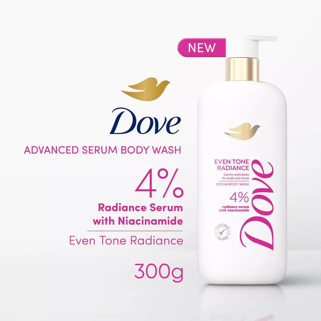 Dove Advance Serum Body Wash 300 g 4% Vitality Renewal | Acne Control | Even Tone Radiance | Glow Recharge (SG)