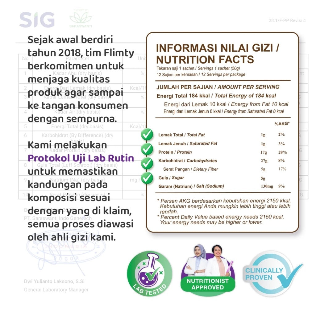 FLIMEAL (Meal Replacement) Rasa Choco Milk/Strawberry 1 Box contain 12 sachet (SG)