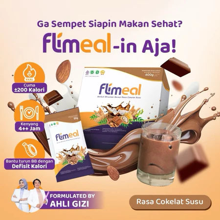 FLIMEAL (Meal Replacement) Rasa Choco Milk/Strawberry 1 Box contain 12 sachet (SG)