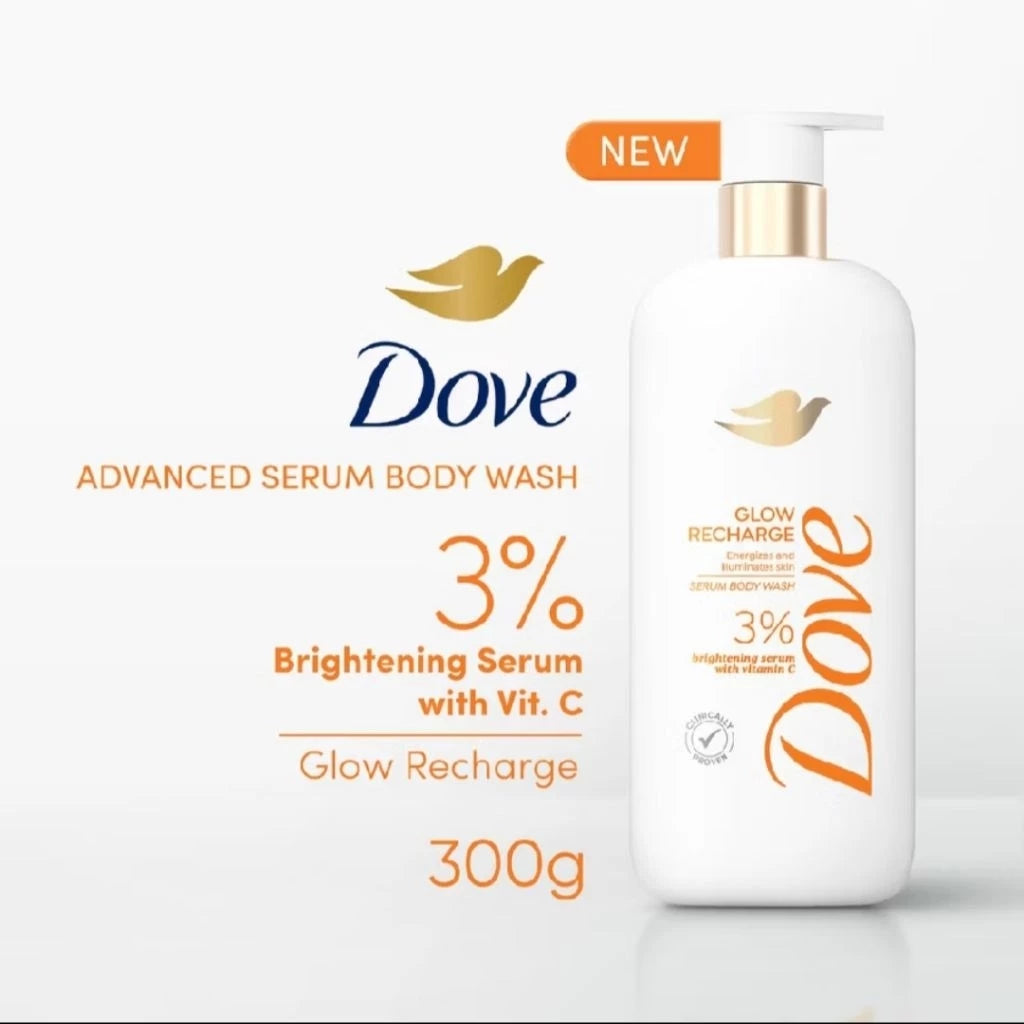 Dove Advance Serum Body Wash 300 g 4% Vitality Renewal | Acne Control | Even Tone Radiance | Glow Recharge (SG)