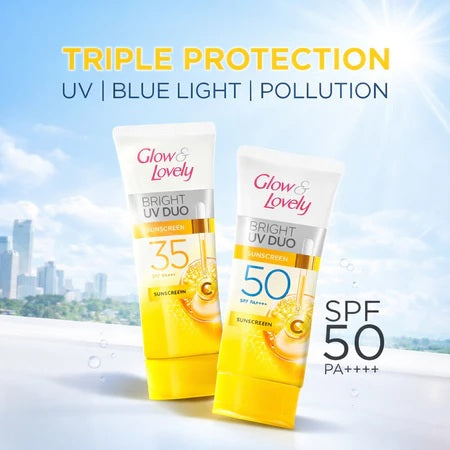 Glow & Lovely Bright UV Duo Sunscreen SPF 35 | SPF 50 Vitamin C (SG)