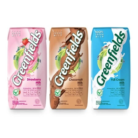 Greenfields Susu UHT 200ml Full Cream, Chocolate, Strawberry BUNDLE 1 CTN (SG)