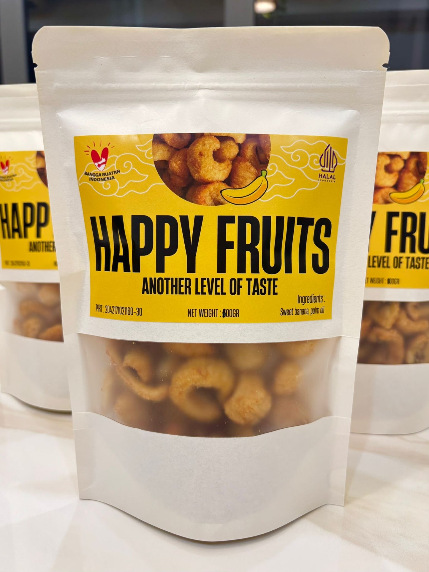 HAPPY FRUITS Rambak Pisang Banana Crunch Keripik Pisang Asli Manis Alami Delicious (SG)